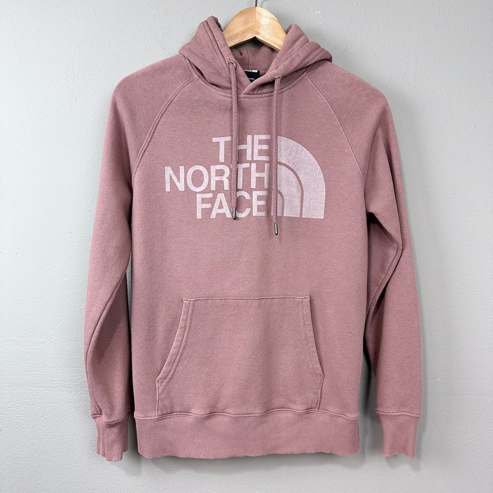 The North Face Mauve Pink Graphic Logo Hoodie Pullover Size XS Sweatshirt Knit